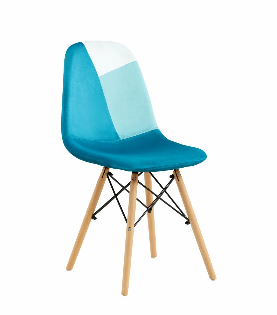 Set of 2 Scandinavian Chairs - Blue Product dimensions: 52x47x82 cm. Seat width 47 cm, seat depth 38 cm Material: velvet seat and back, beech wood and metal legs, plastic seat covered in polyester upholstery, foam filling Maximum weight supported 120kg