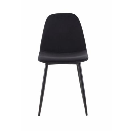 Set of 2 Jaquard Black velvet dining chairs Seat dimensions: 48x46x87 cm Seat depth: 38 cm/Seat height 47 cm Material: black metal legs, plastic seat covered in velvet upholstery with Jaquard back, foam filling Maximum weight supported 120kg