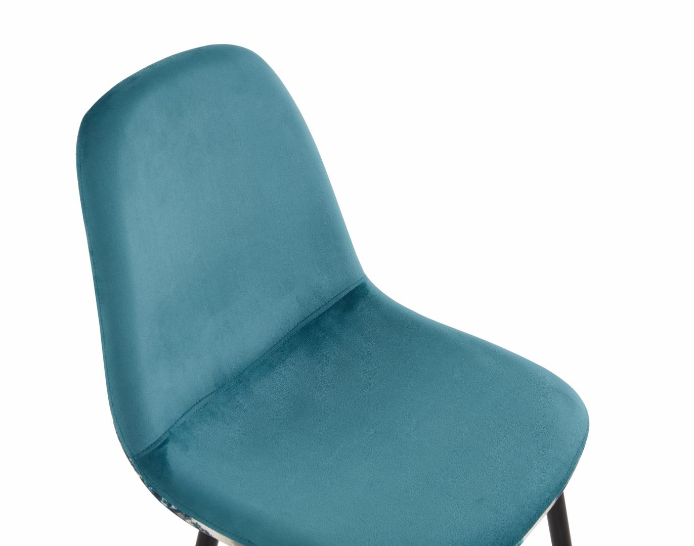 Set of 2 Jaquard Blue velvet dining chairs