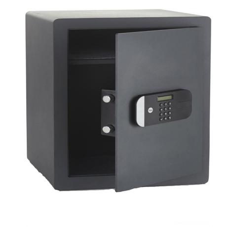 Seif de maxima securitate Yale, 520x350x360 mm YSEM/520/EG1; Caracteristici: Ușa tăiată cu laser-întărită cu placă armată anti- forare; Mecanism deschidere ușă automat; Încuietoare motorizată cu  nivel de securitate ridicat; Blocare timp de 1min în cazul introducerii unui cod greșit de 3 ori