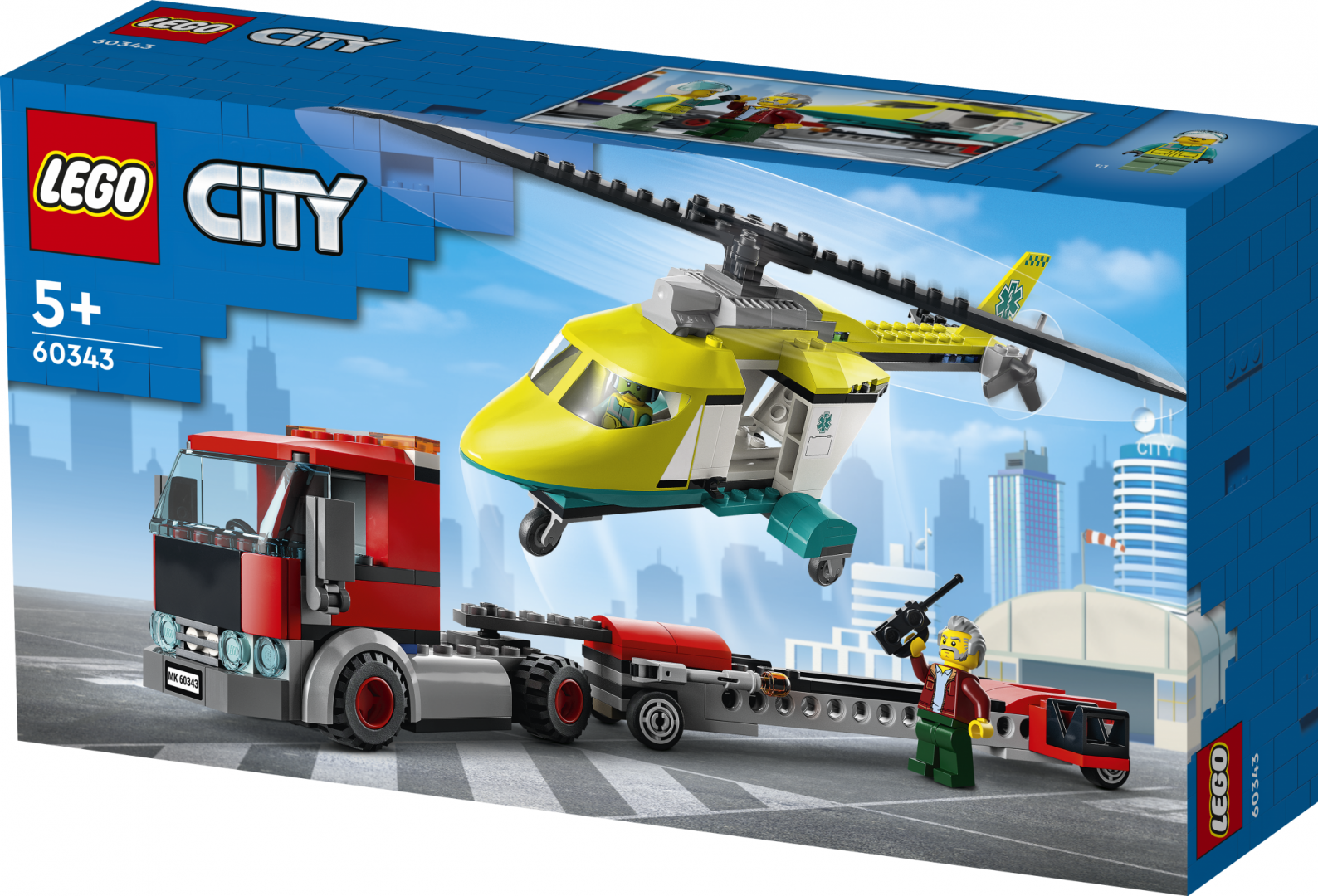Set de constructie Lego, Transport elicopter salvare, 60343
