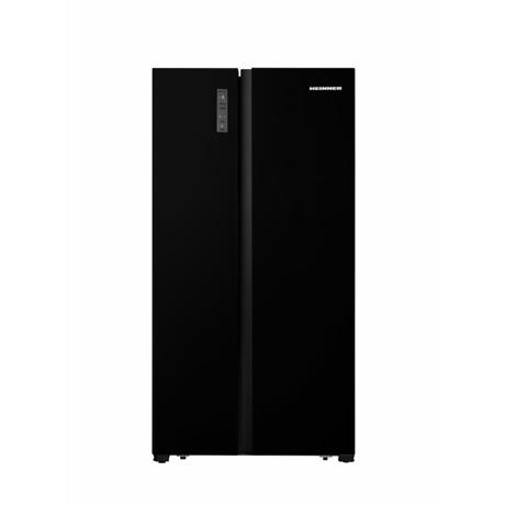 Side by side Heinner HSBS-520NFBKF+, Full No Frost, 519 L, Display Touch, Super congelare, Functie Inteligenta artificiala, Alarma usa, 178.6 cm, Negru