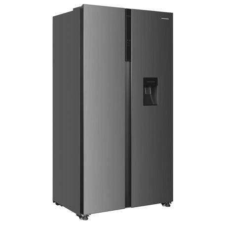 Frigider side by side Heinner HSBS-HM529NFXWDE++, Full No frost, Compresor Dual Inverter,  dozator de apa, clasa energetica: E, display LED cu control touch, capacitate totala: 529L, Lumina LED, functie Smart, functie ECO, Aspect Inox