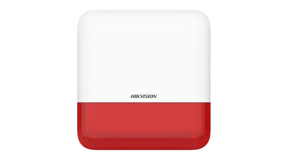 Sirene de exterior wireless AXPRO Hikvision DS-PS1-E-WE(Red Indicator), frecventa de operare: 868 MHz, comunicare bidirectionala Tri-X wireless protocol, distanta de comunica RF: 1600metri, criptare: AES-128, 2 x tamper, Strobe light RED, nivel sonor: 110 dB, 3 tipuri de sonerii de alarma: alarma la