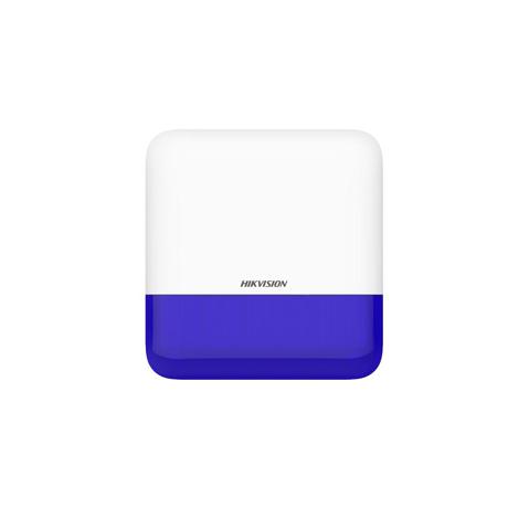 Sirene de exterior wireless AXPRO Hikvision DS-PS1-E-WE(Blue Indicator), frecventa de operare: 868 MHz, comunicare bidirectionala Tri-X wireless protocol, distanta de comunica RF: 1600metri, criptare: AES-128, 2 x tamper, Strobe light BLUE, nivel sonor: 110 dB, 3 tipuri de sonerii de alarma: alarma