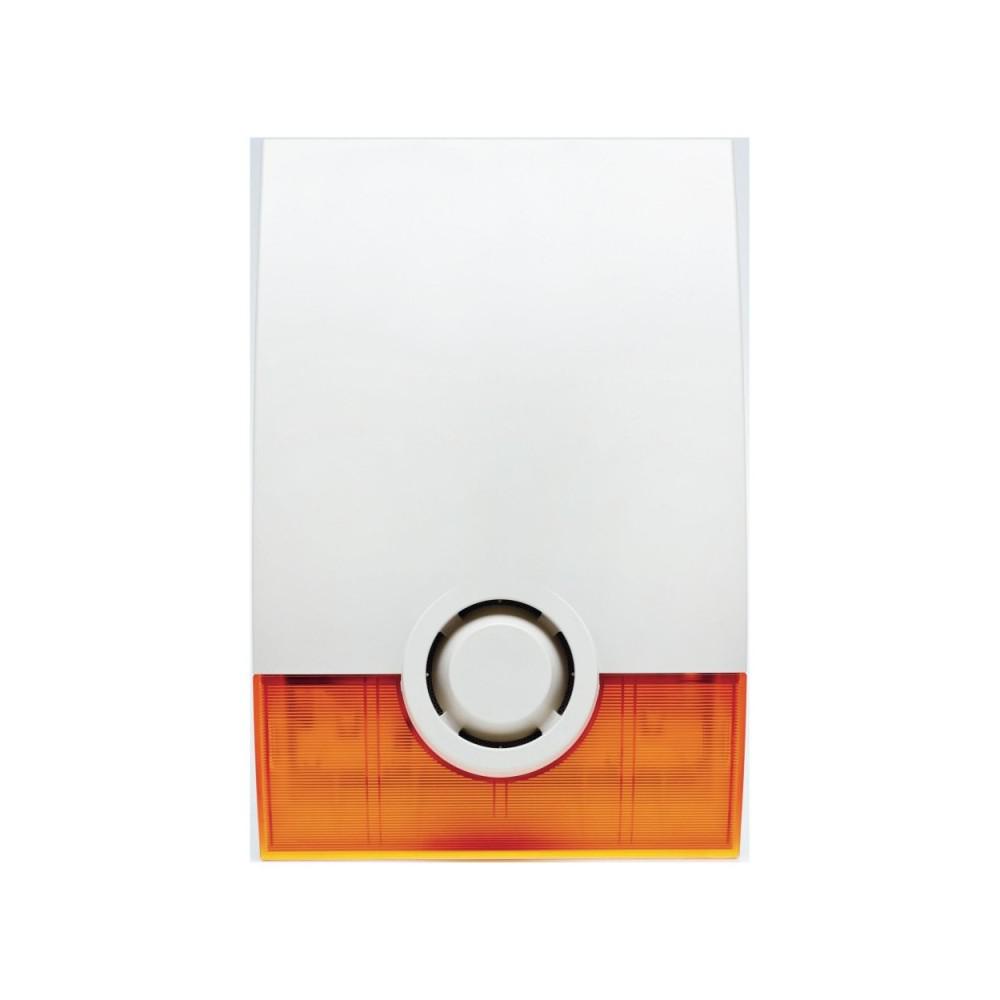 Sirena de exterior wireless cu flash Videofied OSX200, avertizare acustica si optica,nivel zgomot: 105dB @ 1 meter, frecventa de operare: 868MHz, supervizata, criptare AES, securitate grad 2, 2 x tamper, culoare FLASH: orange, alimentare pe baterii 3 x 3 LR20, 1.5V Alkaline ( incluse- durata medie