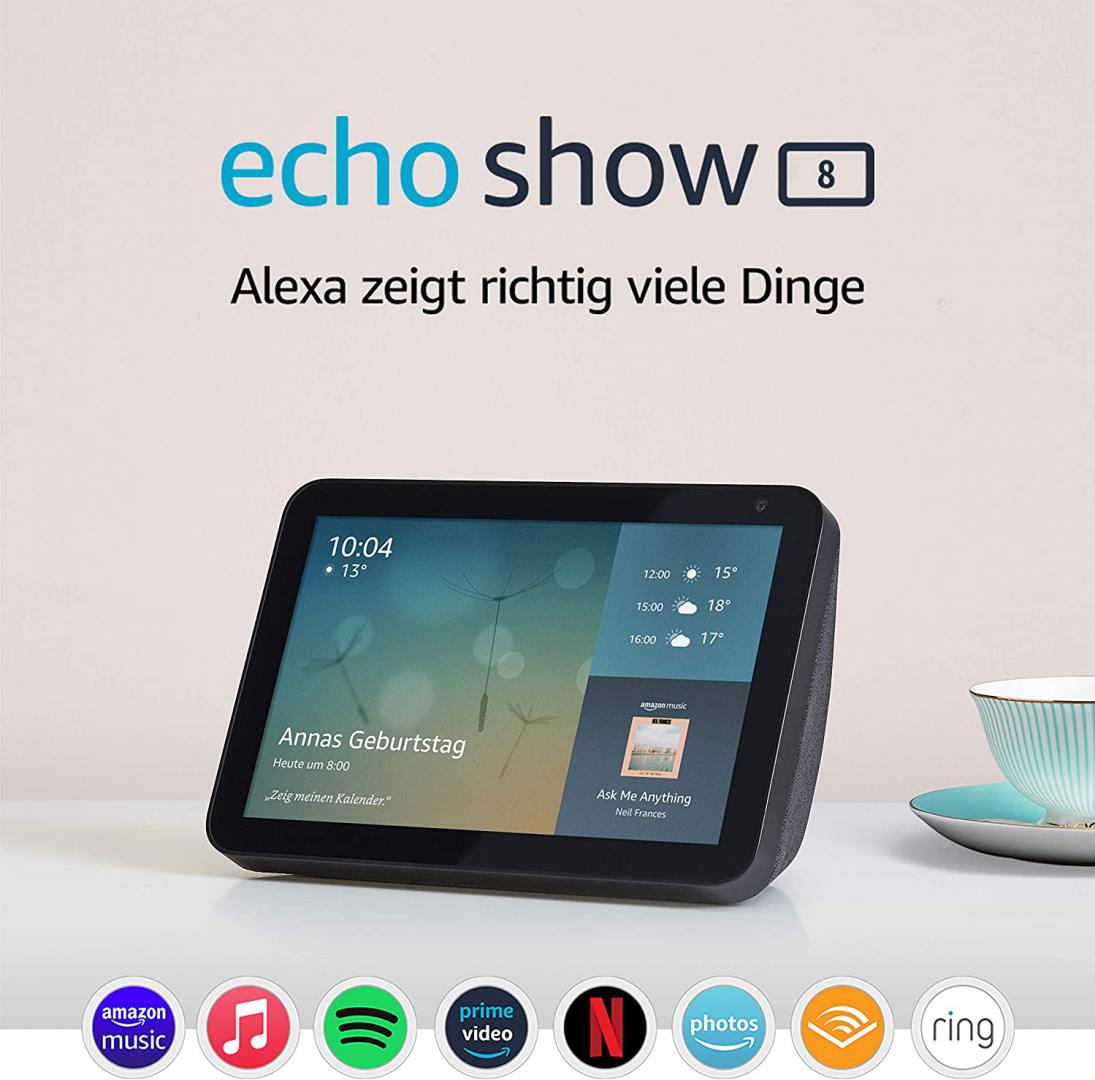 Boxa inteligenta Amazon Echo Show 8 (1nd Gen), 8" Touch Screen, Camera 13 MP, Wi-Fi, Bluetooth, Negru
