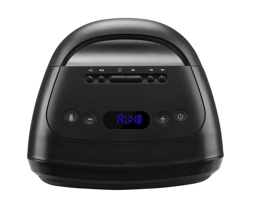 Boxa portabila Akai ABTS-S6, Bluetooth 5.0, putere reala 20W, radio FM, functie Karaoke, lumini dinamice, telecomanda, intrare microfon, difuzor 6.5", tripod pentru sustinere