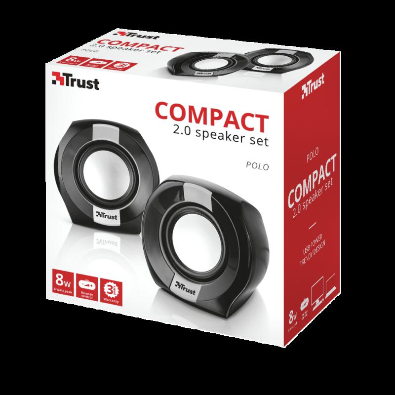 Boxe Stereo Trust Polo Compact 2.0 Speaker, 8W, negru