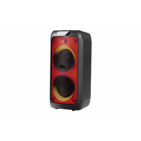 Boxe portabila Serioux PartyBoom, putere RMS: 100 W, raport S/N: >70dB ,T.H.D.: <0.3%, frecventa: 40Hz~20KHz, panou LED iluminat complet,Bluetooth 5.0, USB/Micro SD/AUX, tuner digital FM PLL, display LED, ECHOdigital pentru Karaoke, intrare dubla microfon si chitara, controlTreble/Bass, microfon