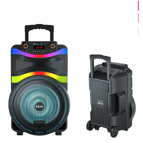 Akai boxa portabila ABTS-X4 Bluetooth 5.0, RMS 25W, baterie reincarcabila, raza de actiune Bluetooth 10m, frecventa FM 87.5MHz - 108MHz, contine microfon wireless