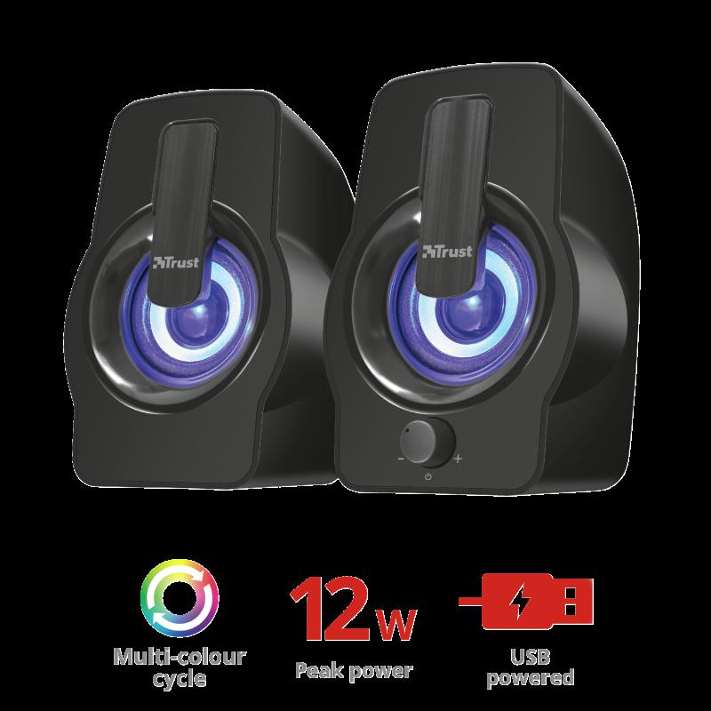 Boxe Stereo Trust Gemi RGB 2.0 Speaker, 6W, negru