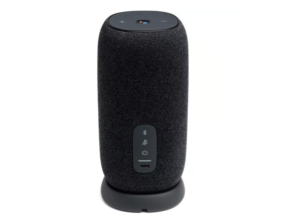 Boxa portabila smart Jbl Link Portable, Sunet 360 grade, Wi-Fi, Bluetooth, Wireless streaming, Asistent Google, Negru
