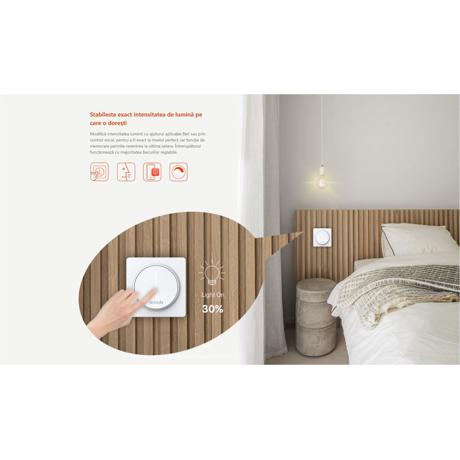 TENDA SS9 intrerupator WIFI inteligent cu variator (dimmer), protocol wifi: IEEE 802.11b/g/n, 2.4 GHz, smart outlets: Amazon Alexa, Google Assistant, Cerință sistem: Android 5.0, iOS 10 sau superioare, Dimensiuni: Fără mască 86 x 86 x 42.6 mm.