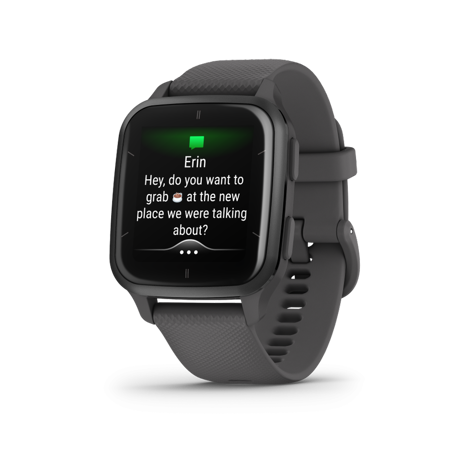 Ceas Smartwatch Garmin Venu SQ2 Slate Bezel Shadow Gray, Silicone Band 20mm, NFC, GPS, 5 ATM Water Proof