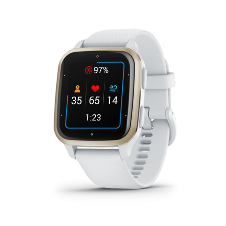 Ceas Smartwatch Garmin Venu SQ2 - Cream Gold Bezel with White Case, Silicone Band 20mm, NFC, GPS, 5 ATM Water Proof