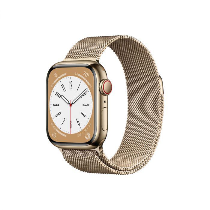 Apple Watch S8 Cellular 45mm Gold Stainless Steel Case with Gold Milanese Loop