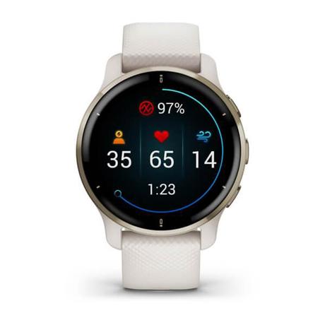 Garmin SmartWatch Venu 2 Plus Stainless Steel Bezel, Ivory + Cream Gold