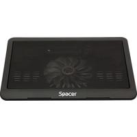 STAND LAPTOP SPACER SP-NC19 15.6", sita metal, fan 14cm, led albastru, negru