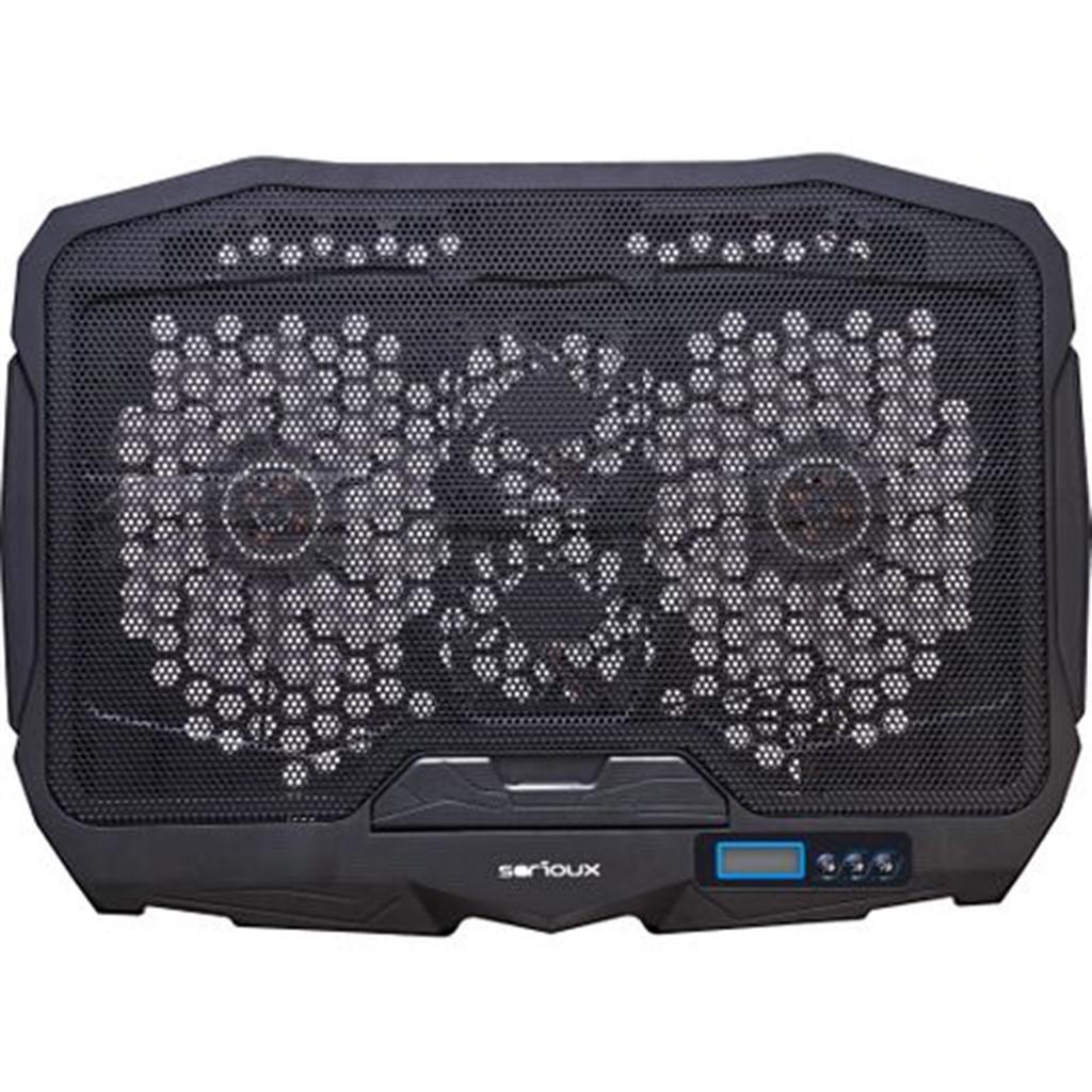 Cooling pad Serioux, SRXNCP025,, Compatibilitate maxima 17.3", 2 porturi USB, Iluminare LED Albastru