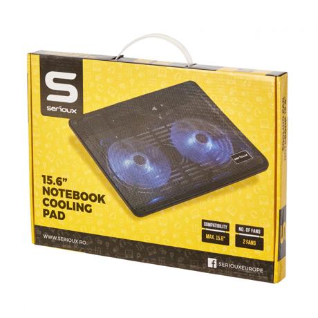 Cooling pad Serioux, SRXNCP007, Compatibilitate maxima 15.6", Iluminare LED: Albastru