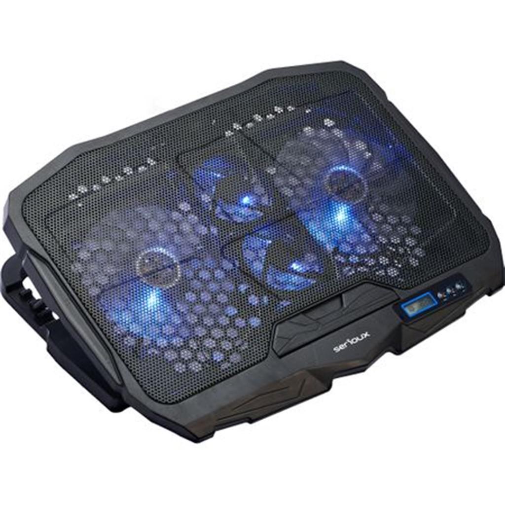 Cooling pad Serioux, SRXNCP025,, Compatibilitate maxima 17.3", 2 porturi USB, Iluminare LED Albastru