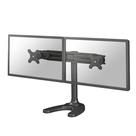 Suport dublu monitor de birou Neomounts FPMA-D700DD; pentru display-uri cu diagonale 19"-30", sistem de prindere VESA 75x75~100x100, greutate maxima suportata 8kg - per ecran, full motion, tilt +180°, swivel +180°, rotate +360°; inaltime reglabila manual 340-444mm; culoare negru. Garantie 5 ani