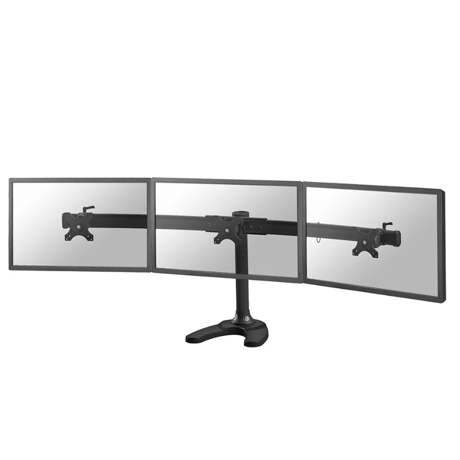 Suport triplu monitor de birou Neomounts FPMA-D700DD3; pentru display- uri cu diagonale 10"-27", sistem de prindere VESA 75x75~100x100, greutate maxima suportata 8kg - per ecran, swivel +45°, rotate +360°; inaltime reglabila manual 340-450mm; culoare negru. Garantie 5 ani
