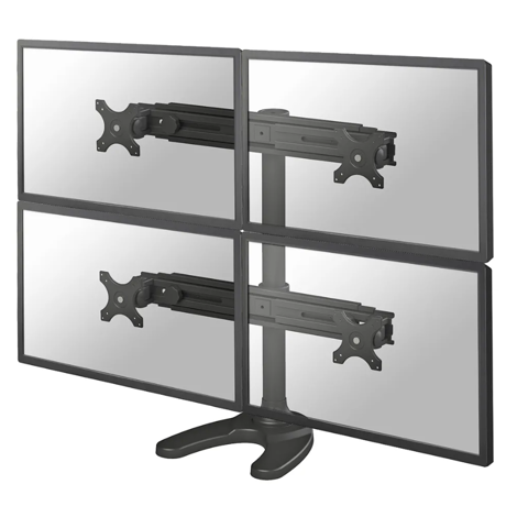 Suport cvadruplu monitor de birou Neomounts FPMA-D700DD4; pentru display-uri cu diagonale 19"-30", sistem de prindere VESA 75x75~100x100, greutate maxima suportata 8kg - per ecran, full motion, tilt +180°, swivel +180°, rotate +360°; inaltime reglabila manual 240-700mm; culoare negru. Garantie 5 ani