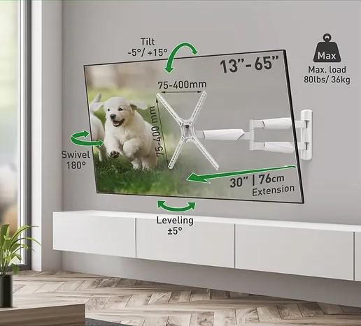 Barkan TV Wall Mount 13"- 65" White