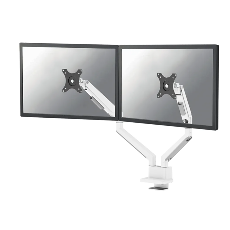 Brat dublu monitor Neomounts DS70-250WH2; pentru display-uri cu diagonale 17"-32", sistem de prindere VESA 75x75~100x100, greutate maxima suportata 9 - per ecrankg, full motion, tilt +45°, swivel 90°, rotate 180°; gas spring; culoare argintiu. Garantie 5 ani