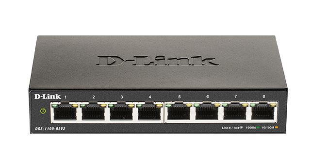Switch D-Link DGS-1100-08PV2, 8 port, 10/100/1000 Mbps