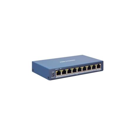 Switch 8 porturi POE Hikvision DS-3E1309P-EI, L2, Smart Managed, 8 × 100 Mbps PoE RJ45 ports, 1 × gigabit network RJ45 port, PoE power budget 110W, maxim 30W per port, distanta transmisie 300 metri in modul extended, Switching capacity 3.6 Gbps, Packet forwarding 2.6784 Mpps, Visualized Topology