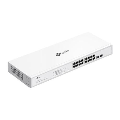 TP-LINK 16-Port Gigabit Smart Switch with 16× Gigabit RJ45 ports and 2× Gigabit SFP slots, Interfata:  16× 10/100/1000 Mbps RJ45 Ports (Auto- Negotiation/Auto MDI/MDIX), Dimensiuni: 440×180×44 mm, Capacitate Switch: 36 Gbps, Packet Forwarding Rate: 26.78 Mpps