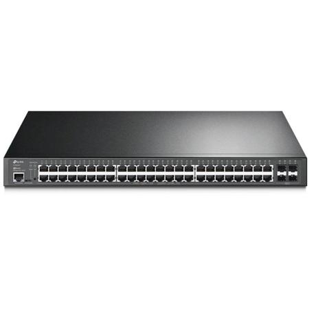 Switch TP-Link JetStream 48-Port Gigabit L2 Managed, TL-SG3452P interfata:  48× Porturi RJ45 10/100/1000 Mbps,  4× Sloturi Gigabit SFP, 1× Port RJ45 pe console, 1× Port Micro-USB pe console, Standard: 802.3at/af compliant, Porturi PoE+: 48 porturi, până la 30 W per port, PoE Power Budget: 384 W
