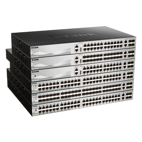 Switch D-Link DGS-3130-54TS/E, 54-Port Gigabit SFP L3 Stackable Managed Switch, 48 x 10/100/1000BASE-T ports, 2 x 10GBASE-T and 4 x 10G SFP+ ports, Layer 3, 216 Gbps.