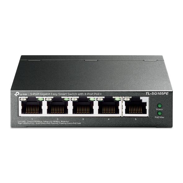 Switch TP-Link TL-SG105PE, 5 porturi Gigabit, Desktop, Easy Smart, POE, 10Gbps Capacity, porturi POE: 1-4, buget POE: 65W.