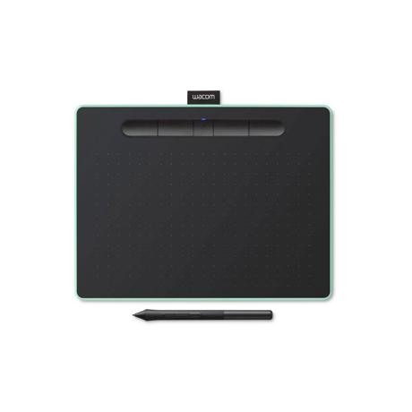 Tableta grafica Intuos M Black, cu Bluetooth, dimensiune 264x200x8.8mm, suprafata activa 216x135mm, rezolutie 2540 lpi, nivele de presiune 4096, fara multi touch, compatibilitate Windows 7, macOS X 10.11, Android 6, Chrome OS 87 sau variante mai noi