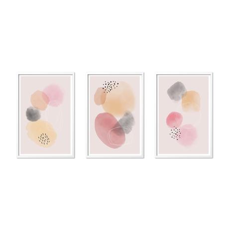 Set 3 tablouri Heinner, HR-S3FP40/60PK, Abstract Pink, 40 x 60 cm 