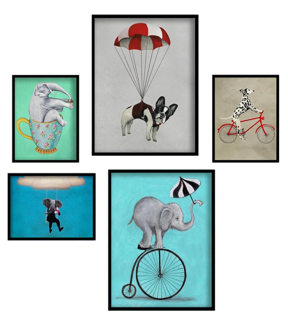 Set 5 tablouri decorative Heinner, HR-S5STKO12, Animale