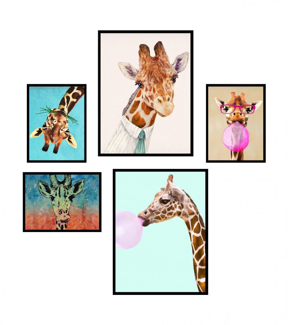 Set 5 tablouri decorative Heinner, HR-S5STKO5, Zebra Fun