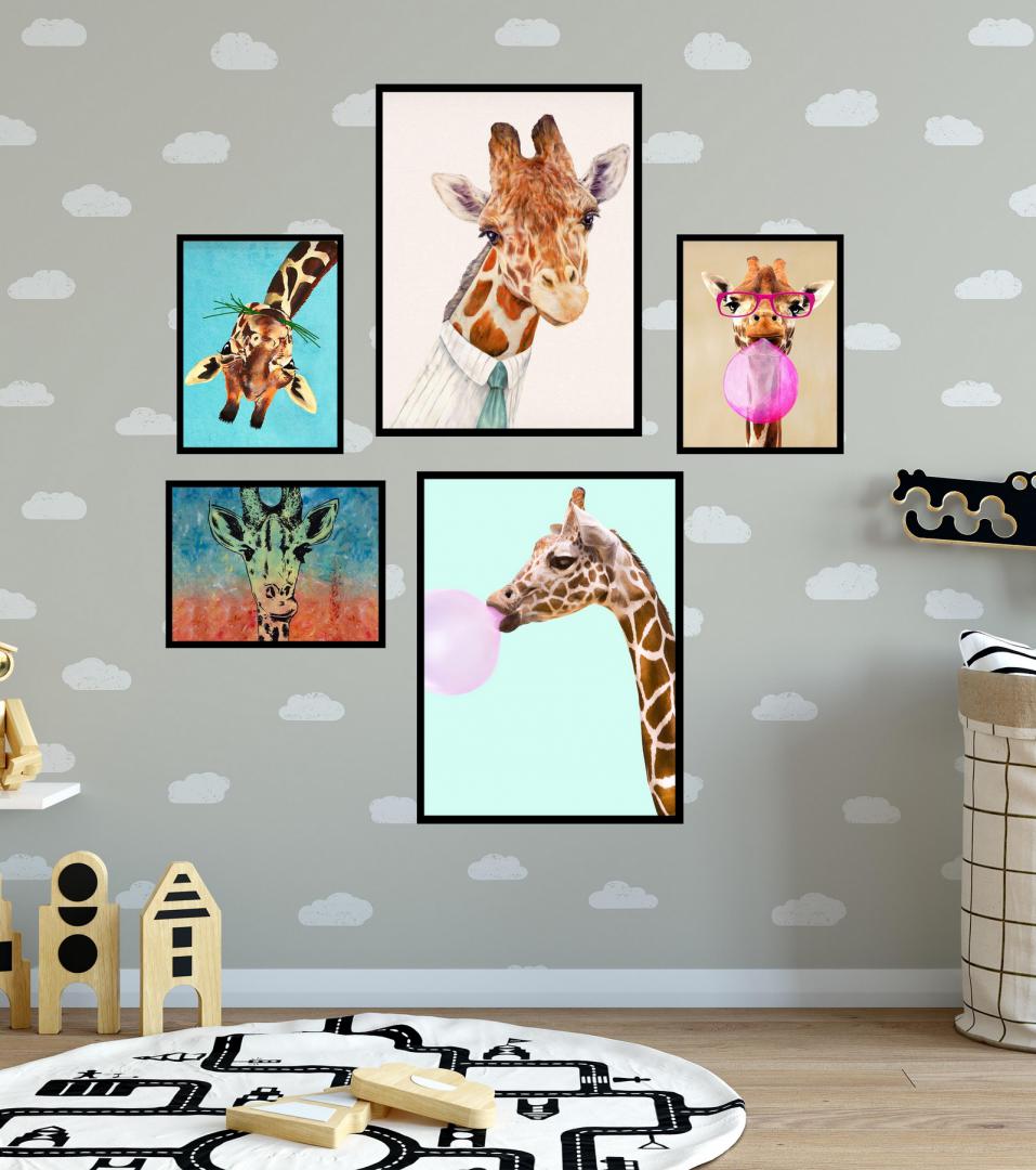 Set 5 tablouri decorative Heinner, HR-S5STKO5, Zebra Fun