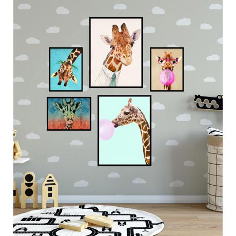Set 5 tablouri decorative Heinner, HR-S5STKO5, Zebra Fun, 20 x 30 cm