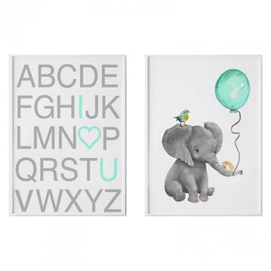 Set 2 tablouri decorative Heinner, HR-S2STKO48, Elefant