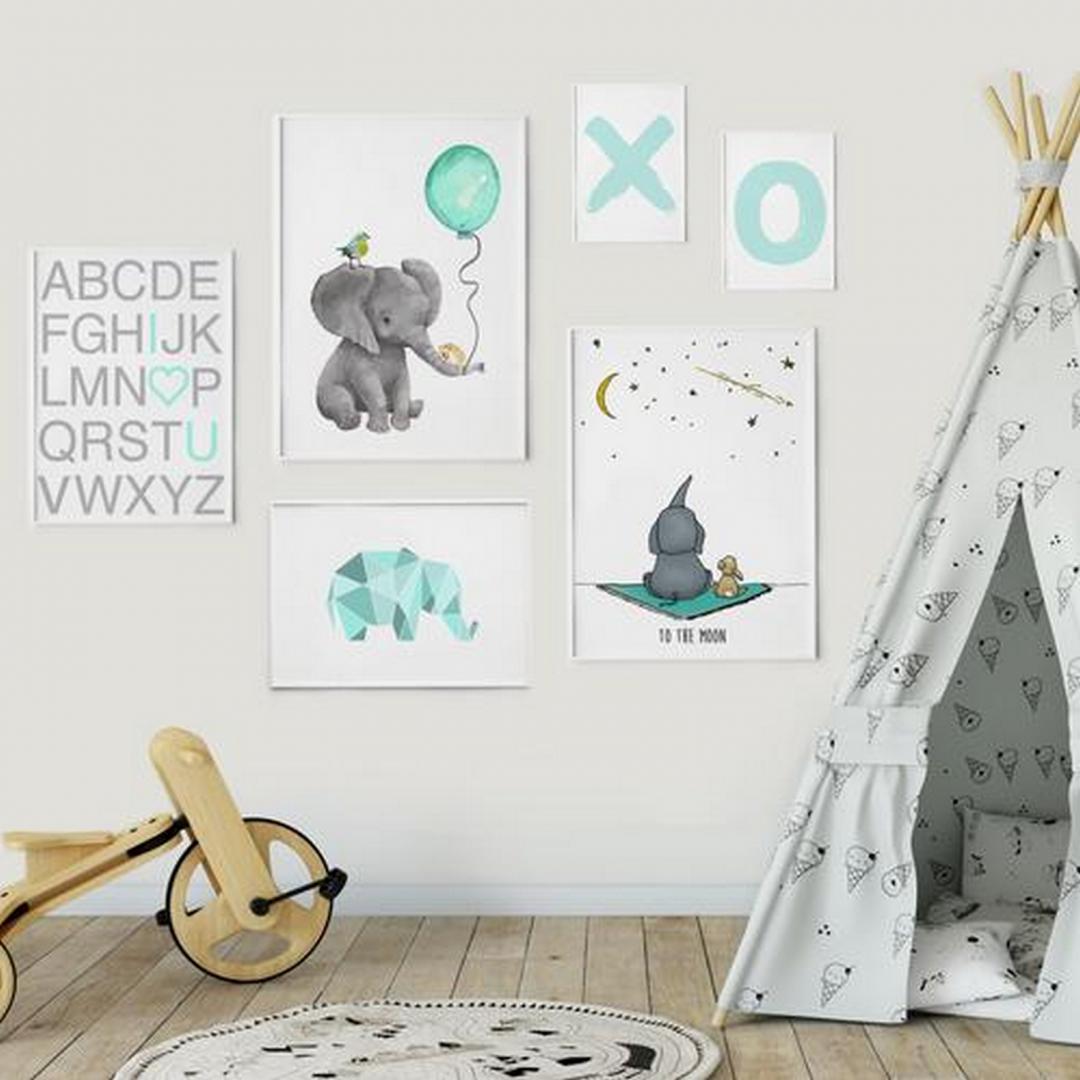 Set 6 tablouri decorative Heinner, HR-S6STKO38, Elefant