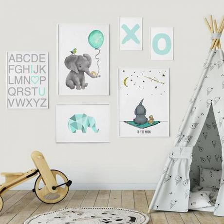 Set 6 tablouri decorative Heinner, HR-S6STKO38, Elefant