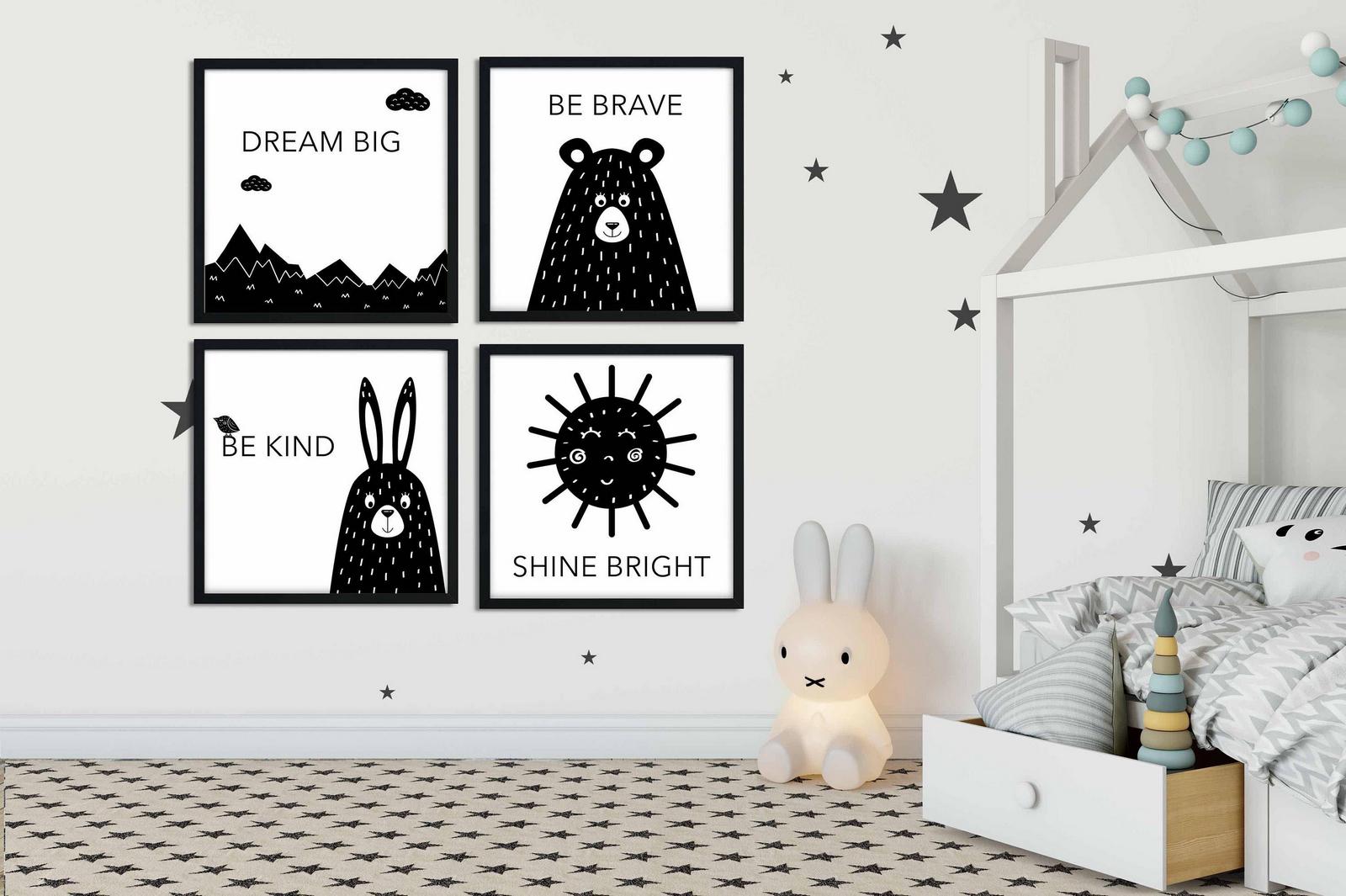Set 4 tablouri decorative Heinner, HR-S4STKO6, Brave, 40 x 40 cm