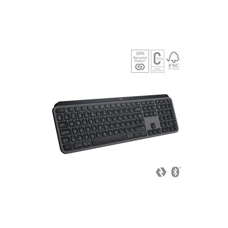 Tastatura Logitech MX Keys S, Iluminare, 2.4GHz&Bluetooth, USB-C, US INTL layout, graphite/negru