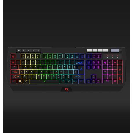 Tastatura AQIRYS Capella Black, cu fir, switch-uri silent, 114 de taste, US layout, compatibila cu PC/Mac si console, lungimea cablului 1.8m, cu iluminare RGB, neagra