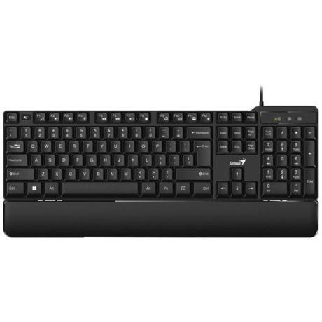 Tastatura Genius USB, 105 taste + 12 taste multimedia, palm rest, negru